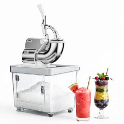 Machine commerciale de concassage à glace 750LBS / H - Machine à cône de neige en acier inoxydable 350W avec 4 pales et trémie 2LB - Rasoir à glace électrique pour bars, cafés, fêtes - Argent