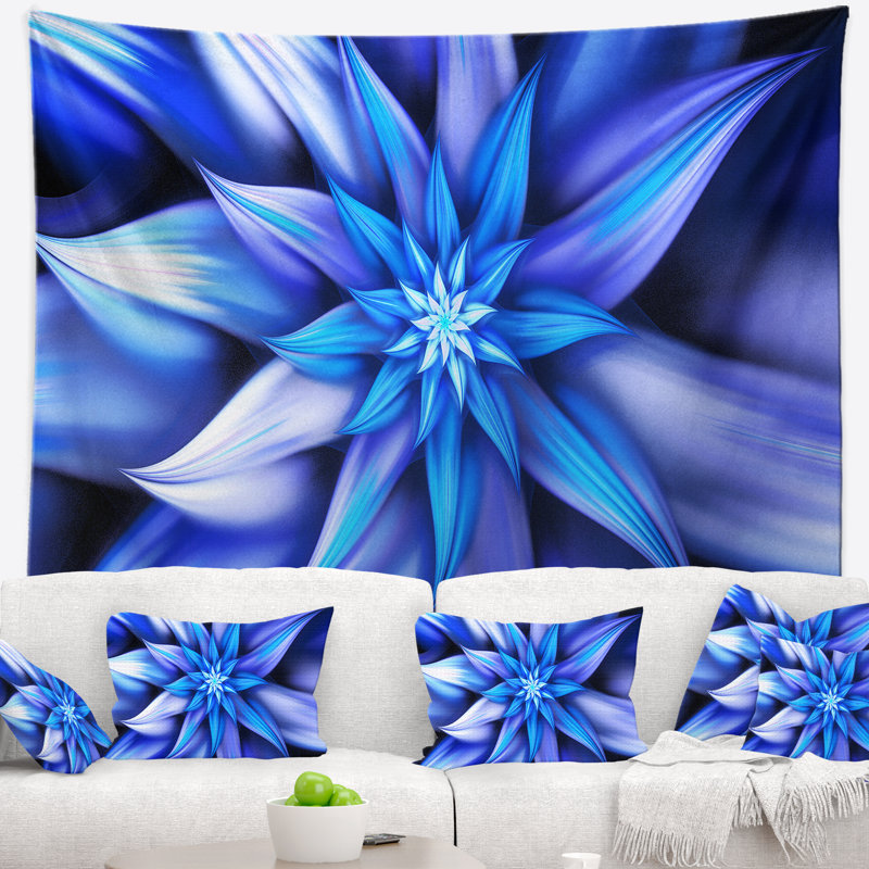 Tapisserie florales de fleurs bleues danse, H 50 po x l 60 po