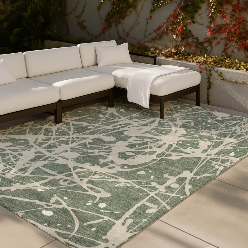 Machine Washable Indoor/Outdoor Chantille ACN2597 Abstract Rug, Basil, 2'6" x 3'10"
