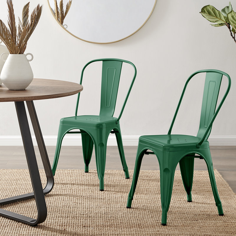 Honora Queen Anne Back Stacking Side Chair, Green