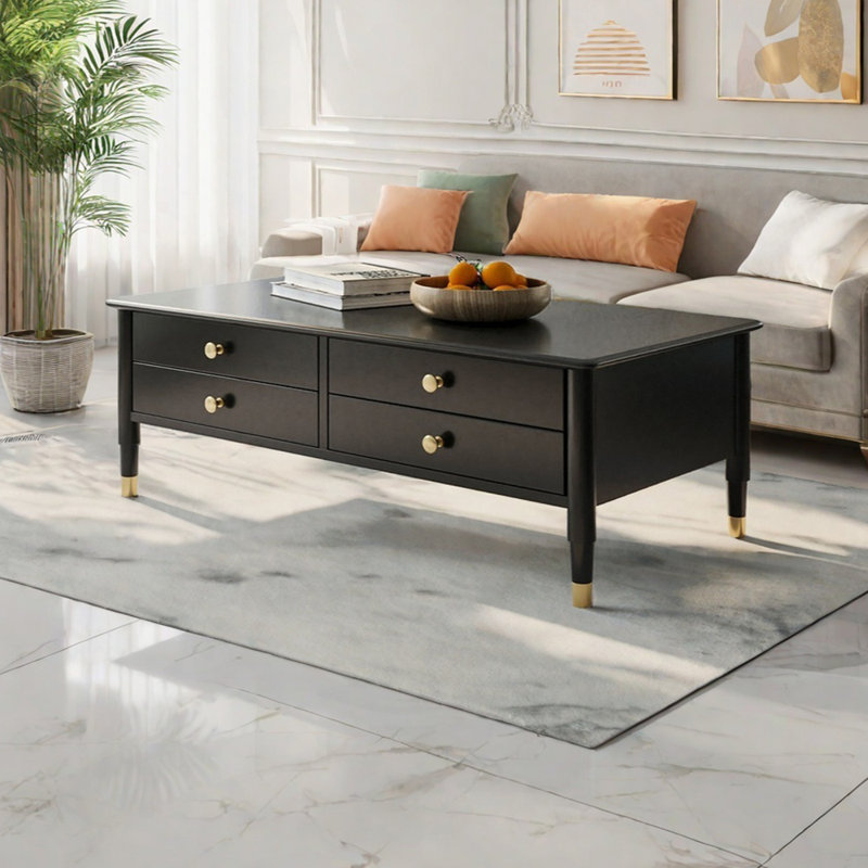 Table basse moderne et minimaliste, H 17,71 po x L 51,18 po x l 27,55 po, Noir, noir, noir, noir
