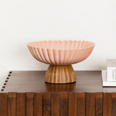 Dawn 5"H Ceramic Table Vase with Wood Base