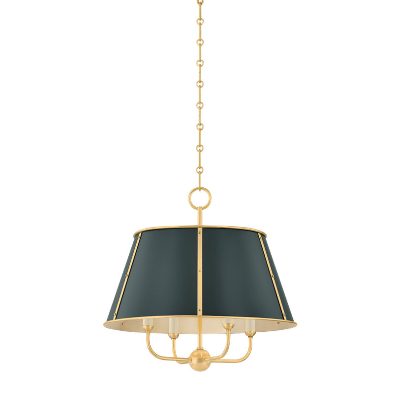 Cambridge Chandelier in Aged Brass/Soft Crimson by Mark D. Sikes, 19.5" H x 20.25" W x 20.25" D, 4 Lights