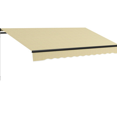 10' X 8' Retractable Balcony Awning, Patio Sun Shelter With 280Gsm Fabric, Manual Crank, Aluminum Frame, Beige For Deck, Yard Awning 8', Sunshade Yard,