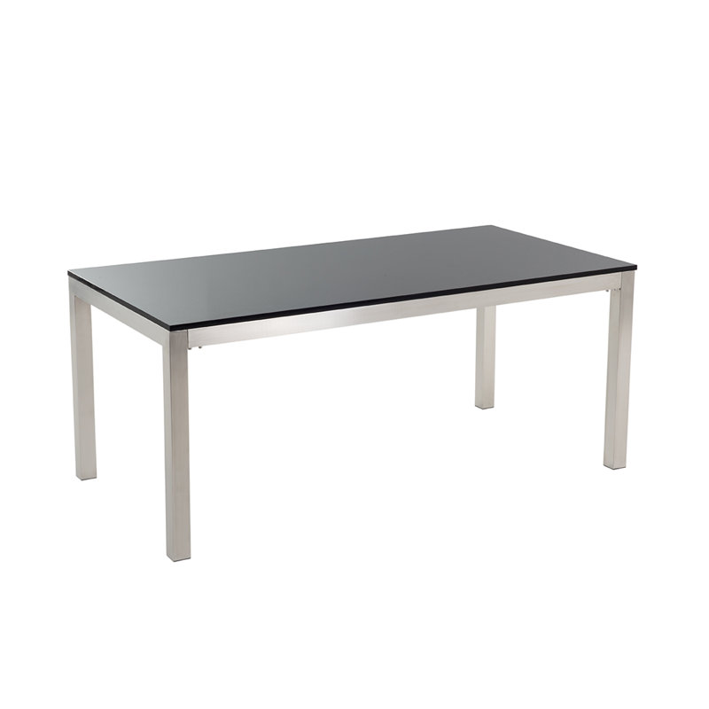 Chetna Rectangular Metal Outdoor Dining Table , 180cm cm W 90cm cm D, Black