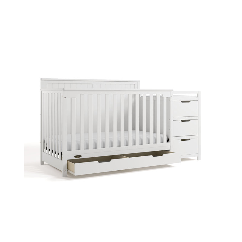Lit de bébé convertible et table à langer avec rangement Hadley 5-en-1, Blanc, Lit à barreaux