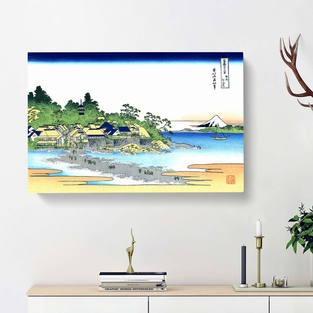 Enoshima in the Sagami Province by Katsushika Hokusai - Wrapped Canvas