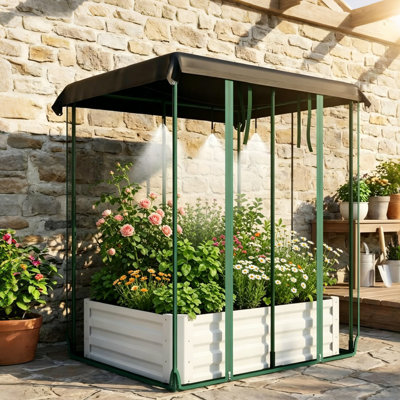 Ensemble de jardin surélevé avec filet anti-insectes et système d'égouttement