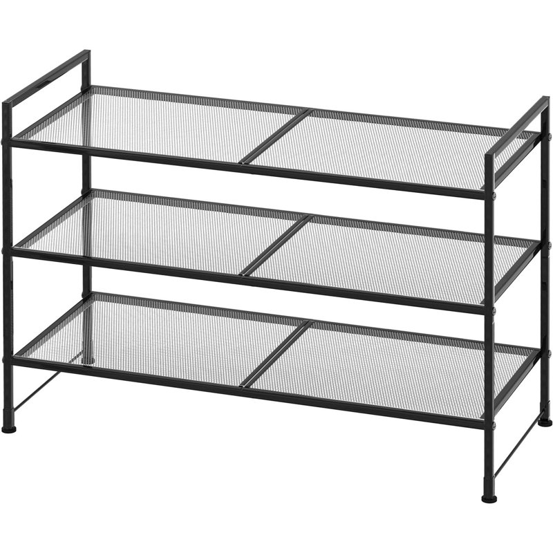 9 Pair Stackable Shoe Rack, Black