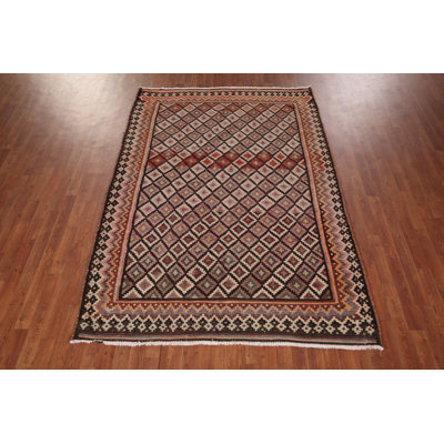 Hand Weave Trellis Wool Kilim  Area Rug 6x8