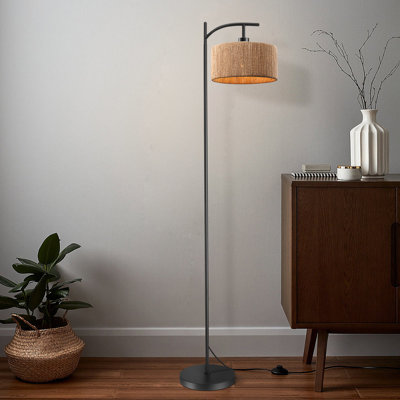 Lampe rétro sur pied avec abat-jour en tattan