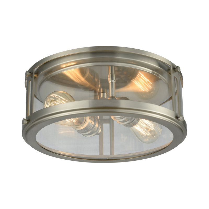 Plafonnier encastré 2 lumières de 13 po de large Coby - Nickel brossé