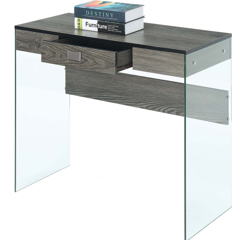Bureau d'écriture avec 1 tiroir Allegonda, Gris patiné
