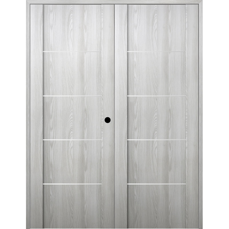 Porte double standard préfinie en bois manufacturé Avon 01 4H, 55,50 po x 79,37 po, Chêne Veralinga, Gauche