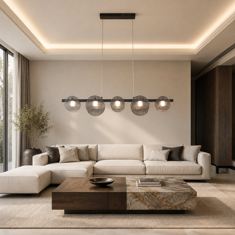 Suspension linéaire moderne avec source lumineuse DEL intégrée