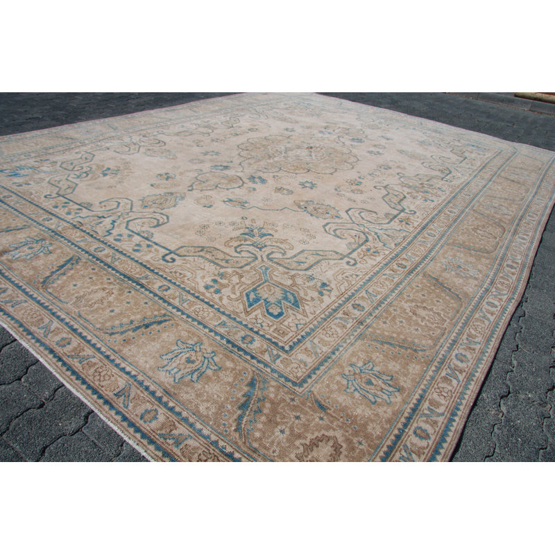 Tapis turc rétro vintage - Tapis traditionnel tissé à la main avec des motifs complexes