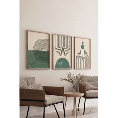 Ensemble de 3 peintures élégantes encadrées décoratives, 12,9 po x 18,9 po | Cadre 100% bois massif (épaisseur: 0,8 pouce), œuvre d'art 100% MDF | Impression numérique éclatante, parfaite pour la décoration de salon et de bureau