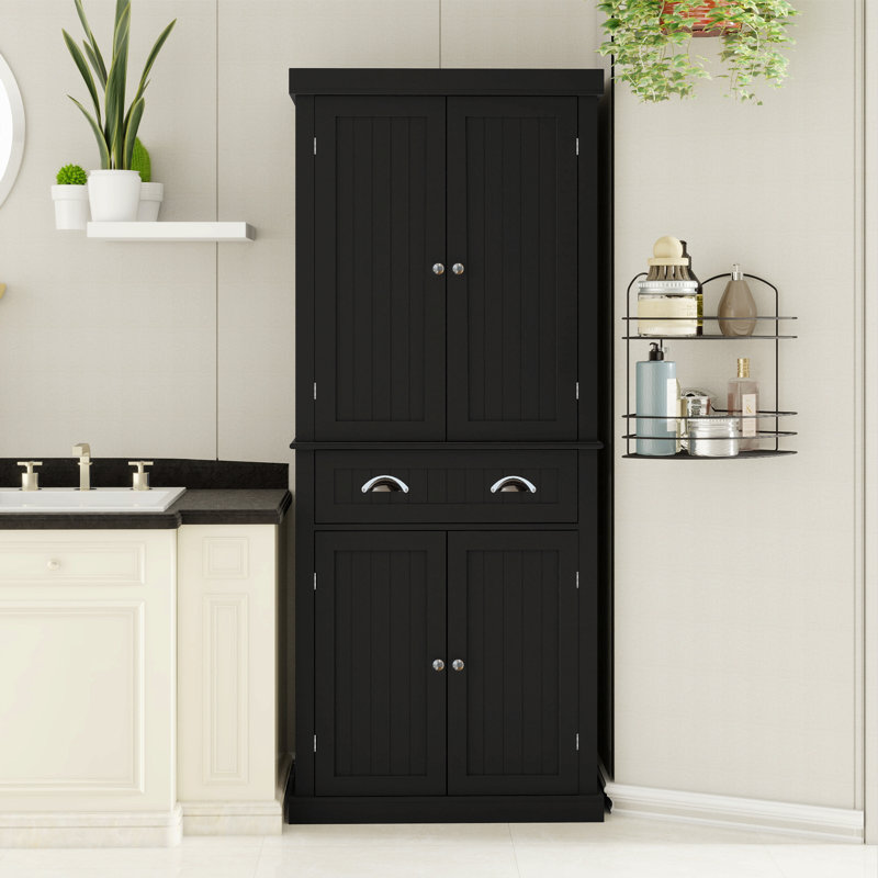 Armoire de rangement 71 "avec garde-manger 71", avec 4 portes, tiroir, 2 tablettes réglables, armoire autoportante pour salle à manger, buanderie