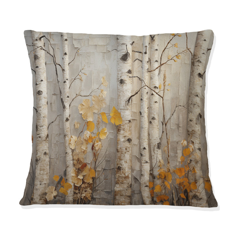 Autumn Birch Tree Elegance - Coussin décoratif imprimé arbre