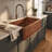 Ambiente 33x22" Farmhouse Apron Front Copper Kitchen Sink – Single Bowl, Drop-In, Hammered Bronze Finish