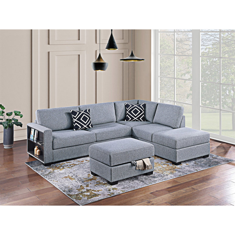 Canapé modulaire réversible avec repose-pieds, Gris