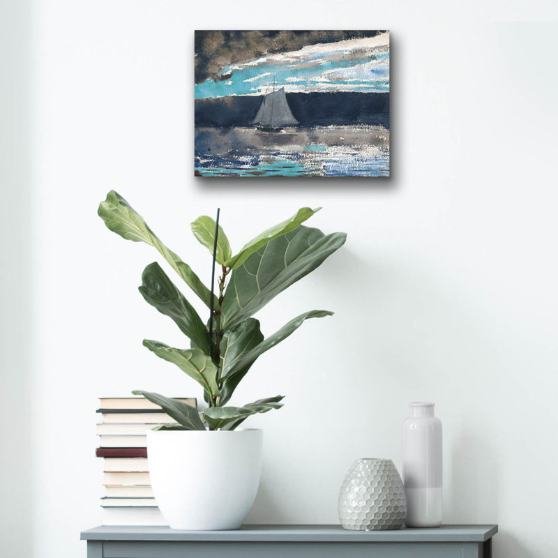 «Schooner at Sunset» par Stellar Design Studio, art mural en verre acrylique, H 12 po x l 16 po x P 0,13 po