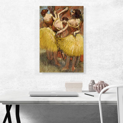 «Three Dancers In Yellow» par Edgar Degas - peinture sur toile tendue