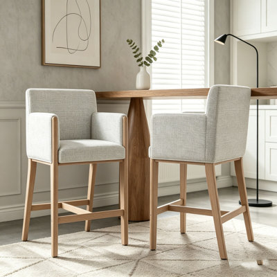 Upholstered Counter Stools with Arms for Kitchen Island/Dining Room