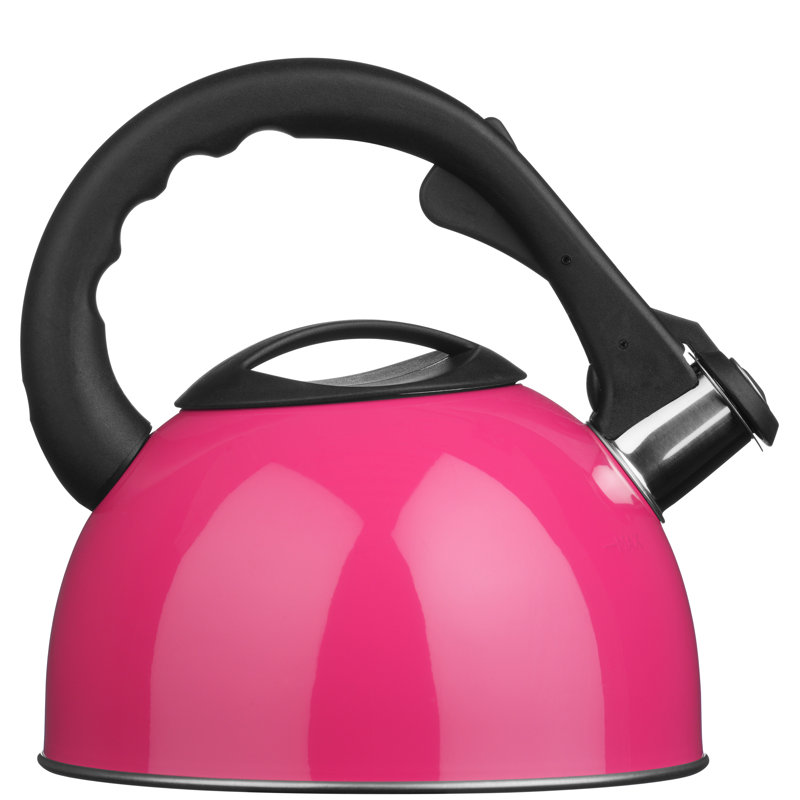 Symple Stuff 2.5L Stainless Steel Whistling Stovetop Tea Kettle, Hot Pink