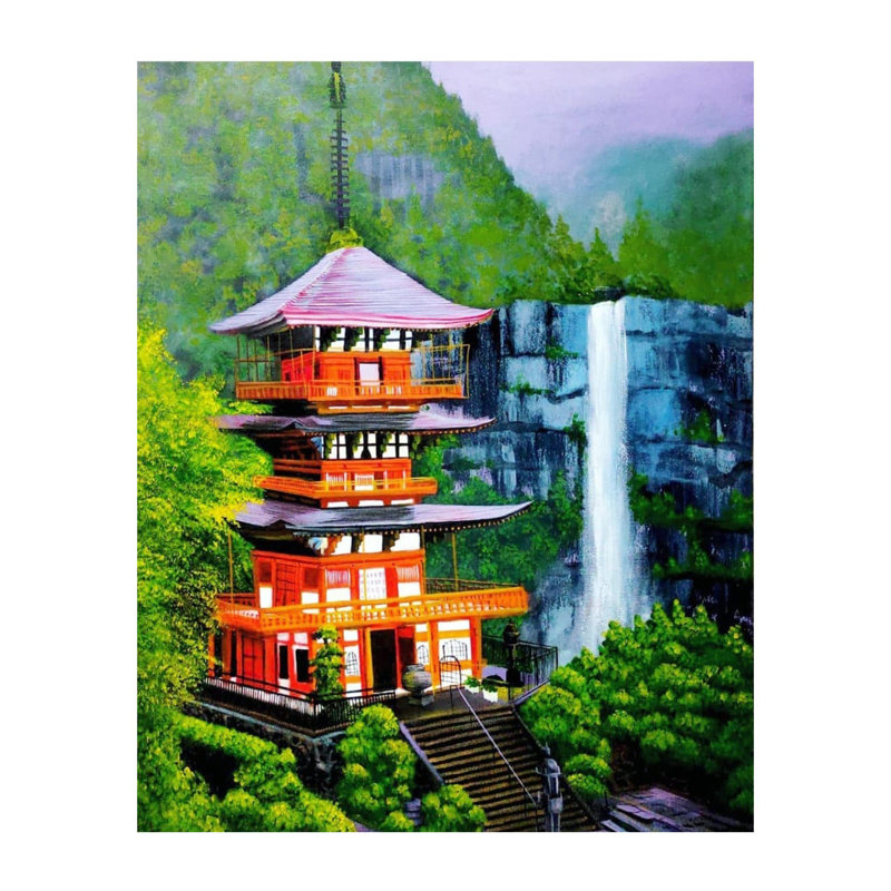 Chutes de Nachi - Japon | Acrylique sur toile | Par Gulpasha