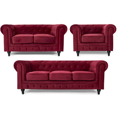 Asya 3 - Piece Velvet Living Room Set