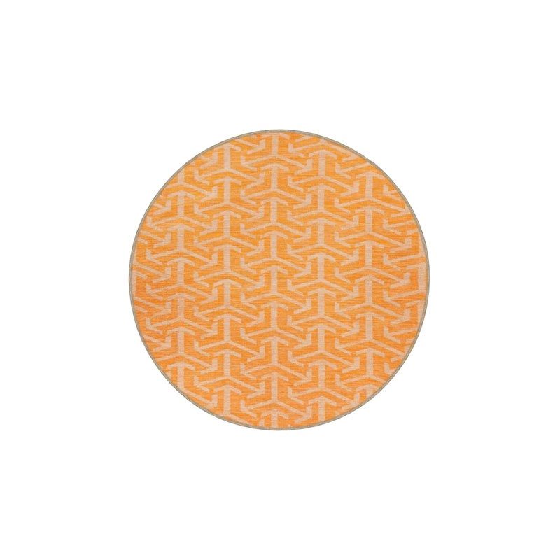 Tapis tissé à motif géométrique jaune, Sous-tapis carré 3 pi 3 po inclus