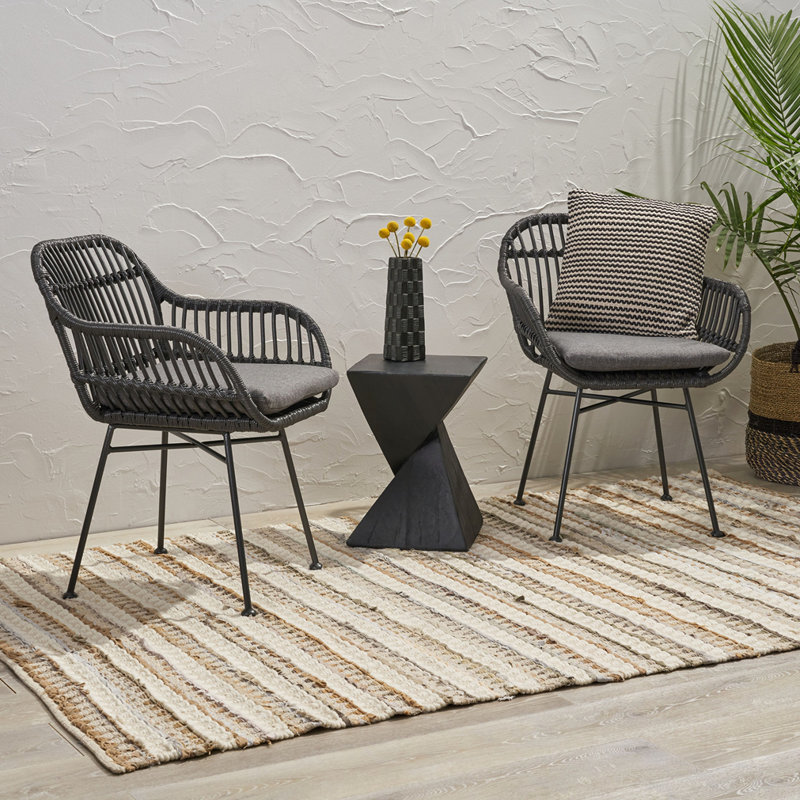 Chaise de patio avec coussins (ensemble de 2), Coussin gris / cadre gris