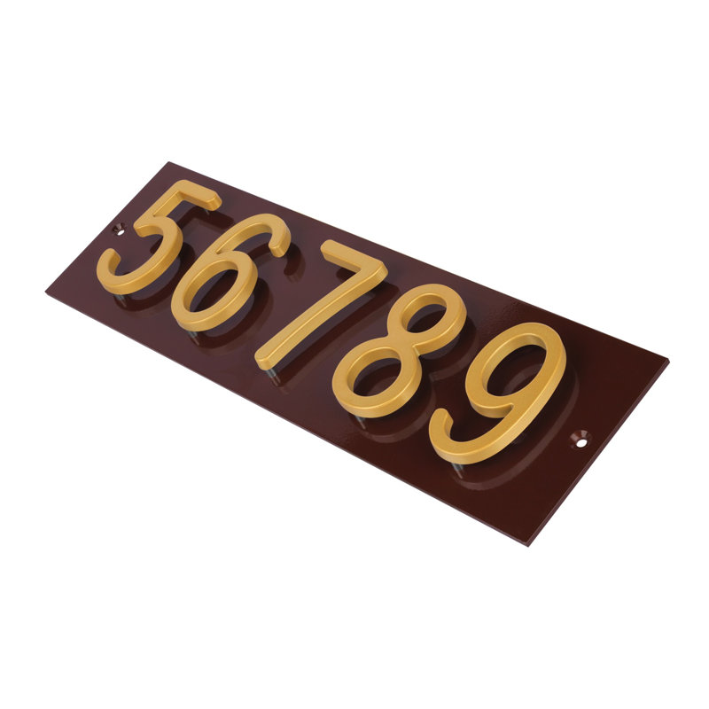 Plaque d'adresse horizontale Amgo Floating Modern, Brun, Doré, Oui