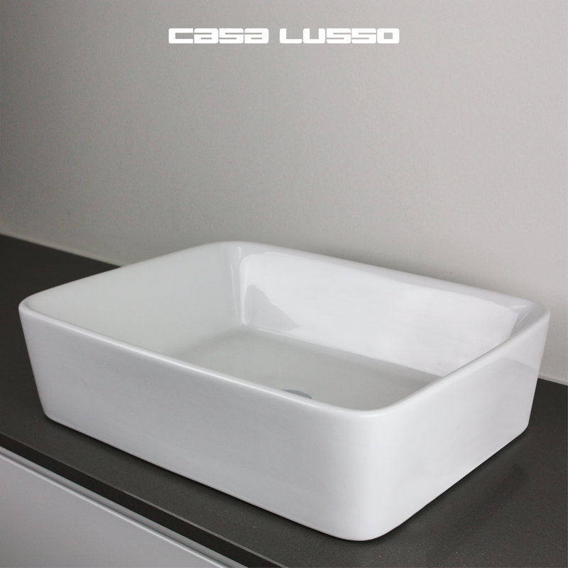 Lavabo de salle de bain vasque rectangulaire en céramique Cielo