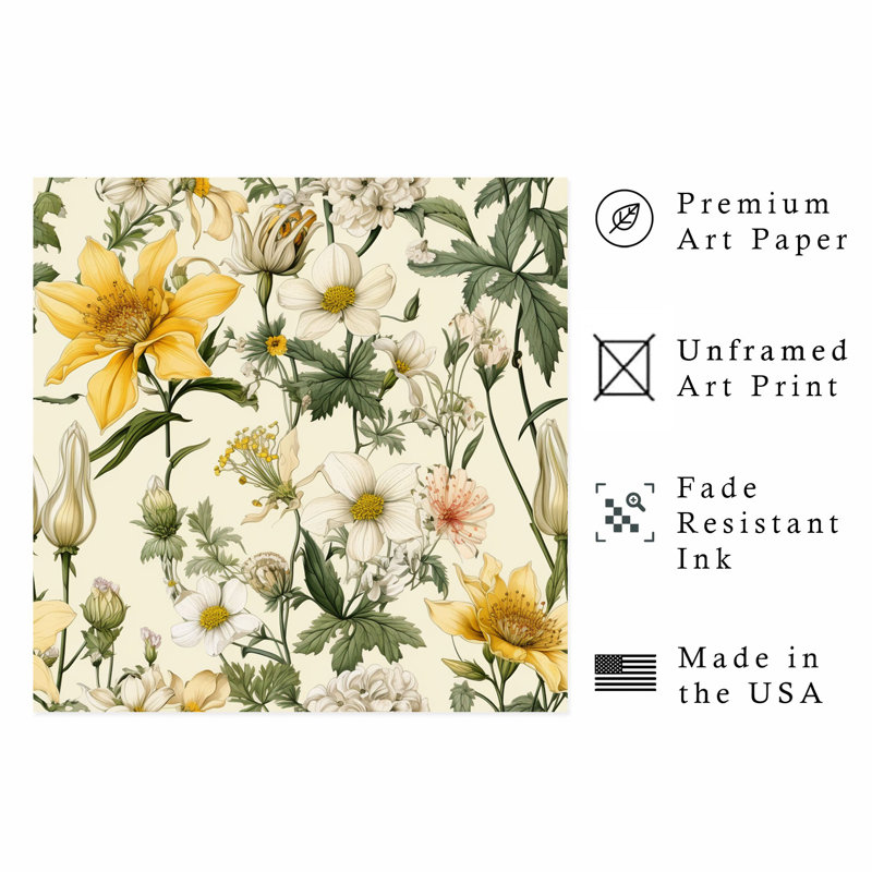 «Botanical Wildflowers», reproduction d'art sans cadre, H 10 po x l 10 po
