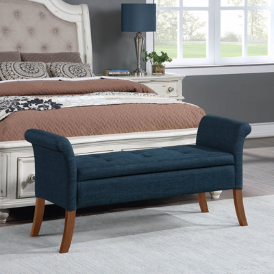 Emma-Jade Upholstery Storage Bench with Solid Wood Legs by Winston Porter