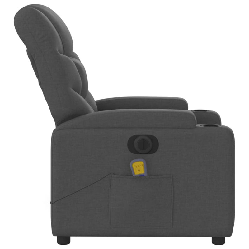 Upholstered Massage Chair, Electric Push Back, Gray Polyester