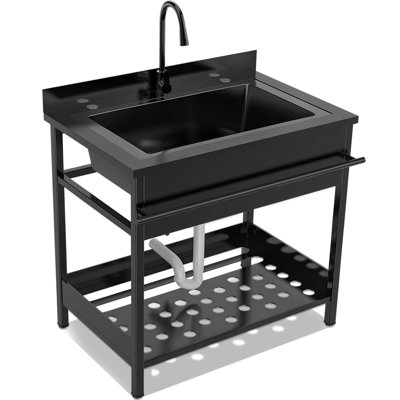 304 Stainless Steel Utility Sink With Pull-Down Sprayer - Heavy Duty Freestanding Tub For Laundry Rooms, Workshops & Commercial Use