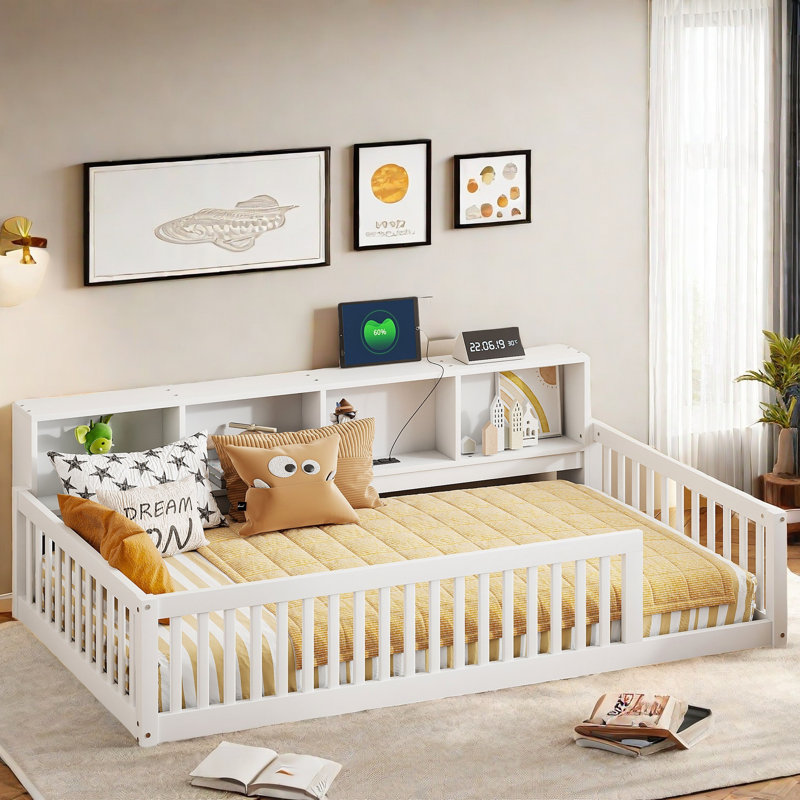 Hinderliter  Bed With Built-in Storage Cabinets And Usb Ports, White