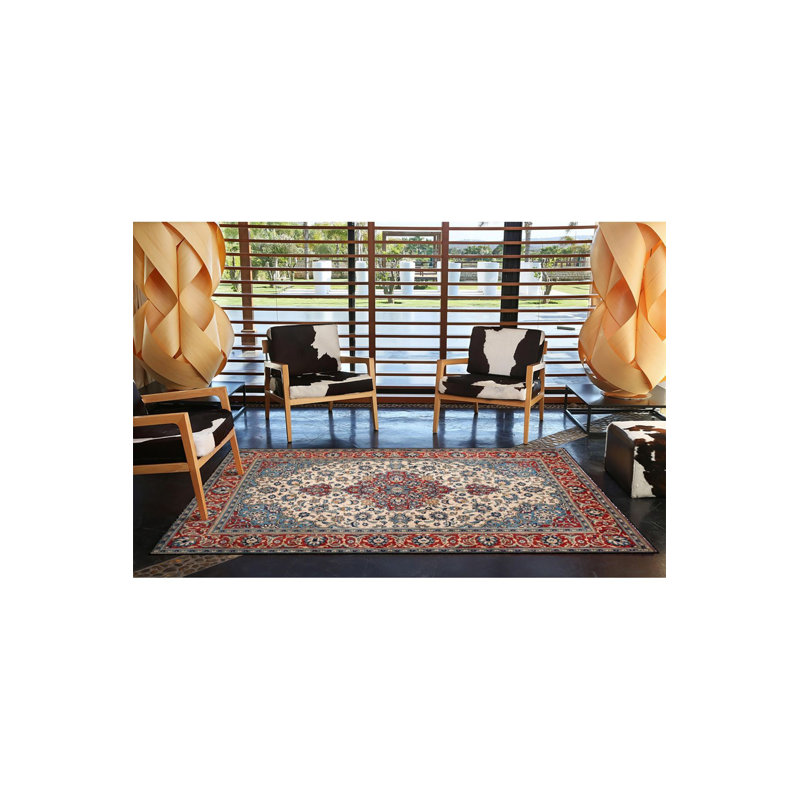 Tapis décoratif moderne bleu traditionnel lavable à la machine, Sous-tapis rectangulaire 3 pi 11 po x 5 pi 11 po i