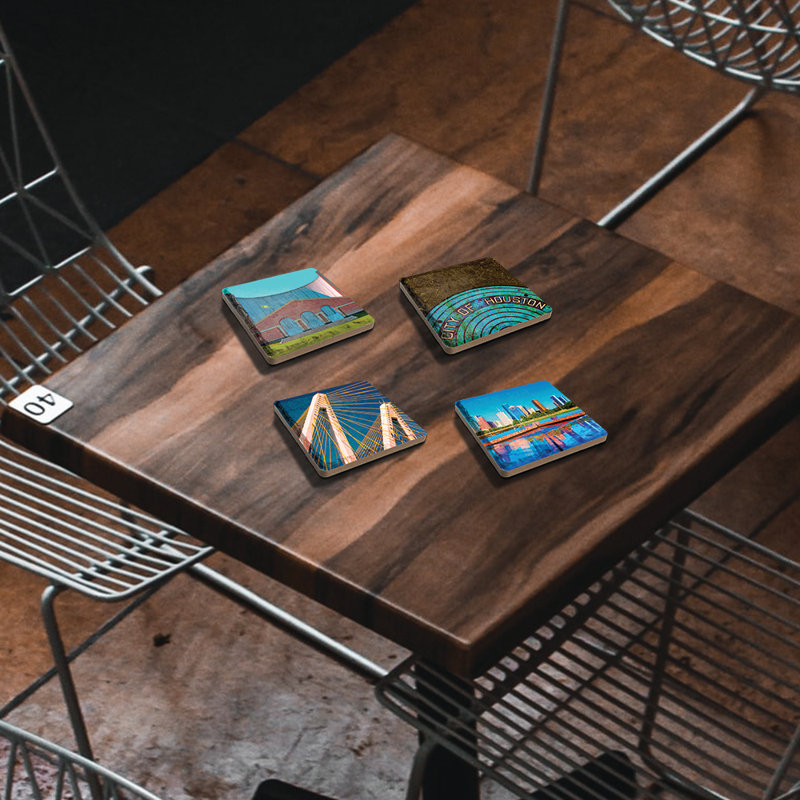 Stoneware Square 4 Piece Coaster Set