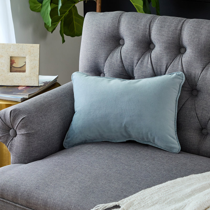  Coussin décoratif intérieur / extérieur en polyester, H 16 po x l 26 po, Bleu