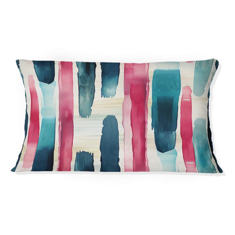 Motif rayé bleu et rose - Coussin décoratif à rayures