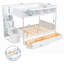 Lit superposé simple sur double avec tablettes, escalier de rangement et amp; 2 tiroirs (L 93,2 po x l 57,5 po x H 62,4 po), aucun sommier requis, robuste et durable