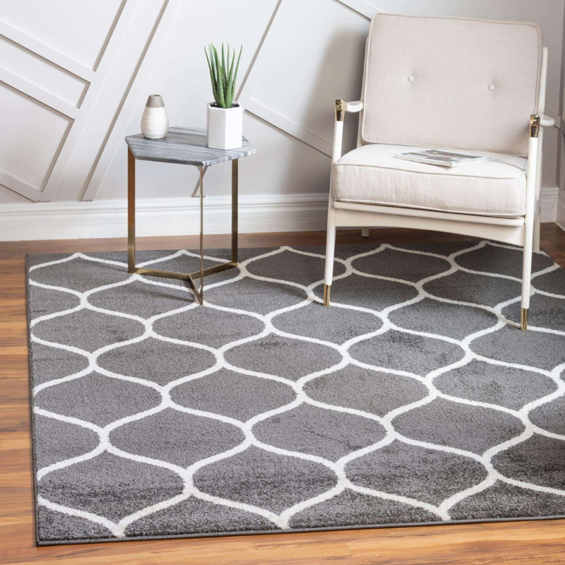 Tapis gris foncé Lllan, Carré 7 pi 10 po