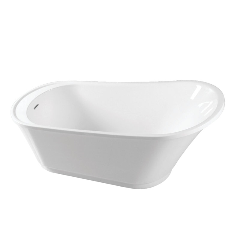 Kingston Brass Freesia 60-Inch Acrylic Oval Single Slipper Freestanding Tub with Drain