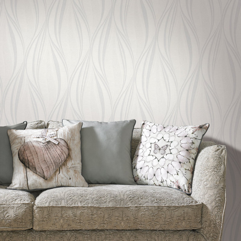Boutique Tango Embossed Geometric Grey/White/Silver Shimmer Paste the Paper 10m x 52cm Matte Wallpaper Roll