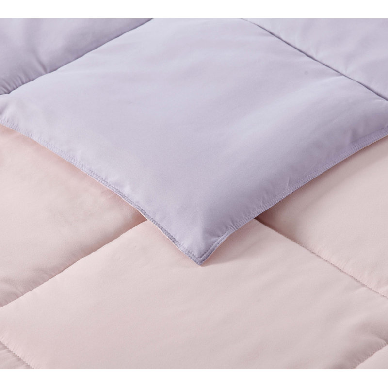 Ensemble d'édredon réversible en microfibre Everyday, Édredon pour lit simple TG + 1 taie décorative, Rosé / lavande