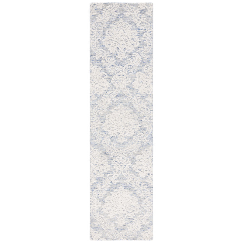 Dualta Hand Tufted Wool And Cotton With Latex Damask Rug, Runner 2'3" x 9'